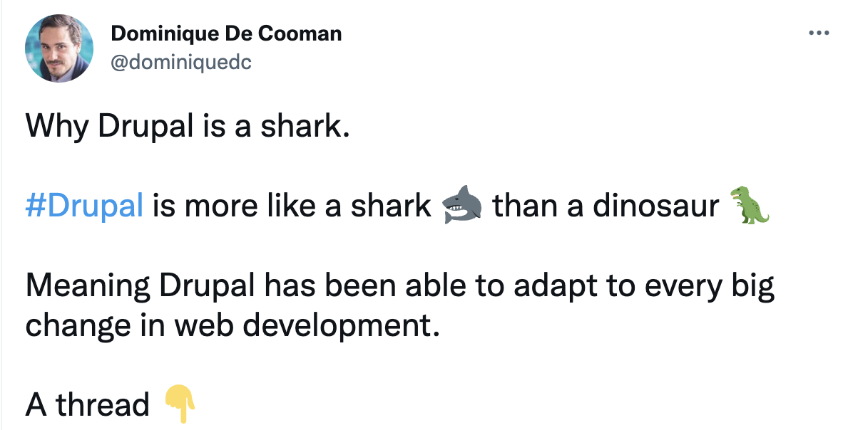 Drupal is a shark - twitter feed dominique de cooman