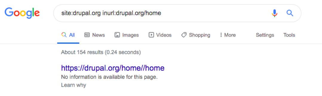 Een door Google geïndexeerde pagina op drupal.org