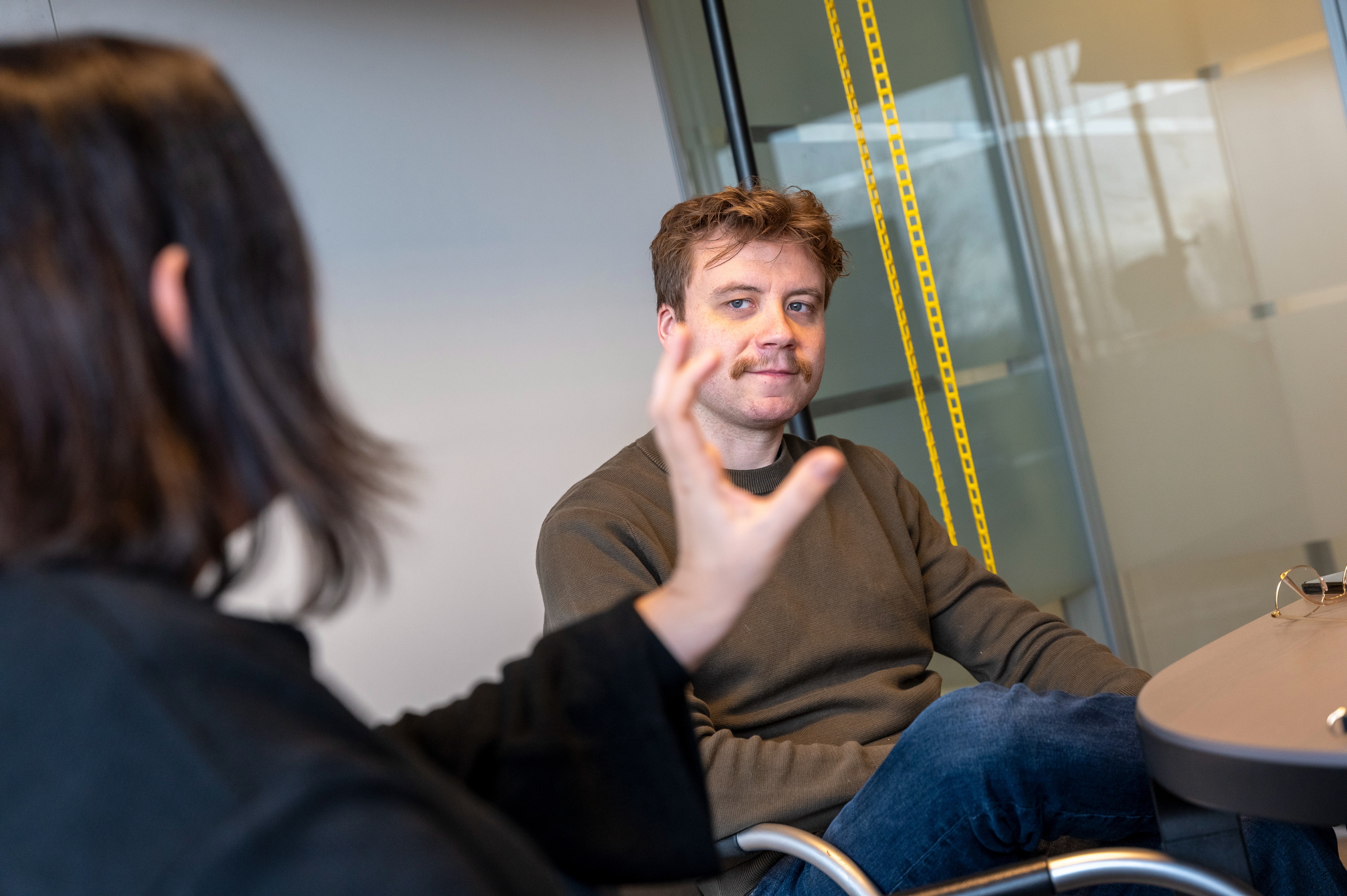 Our colleague explaining something