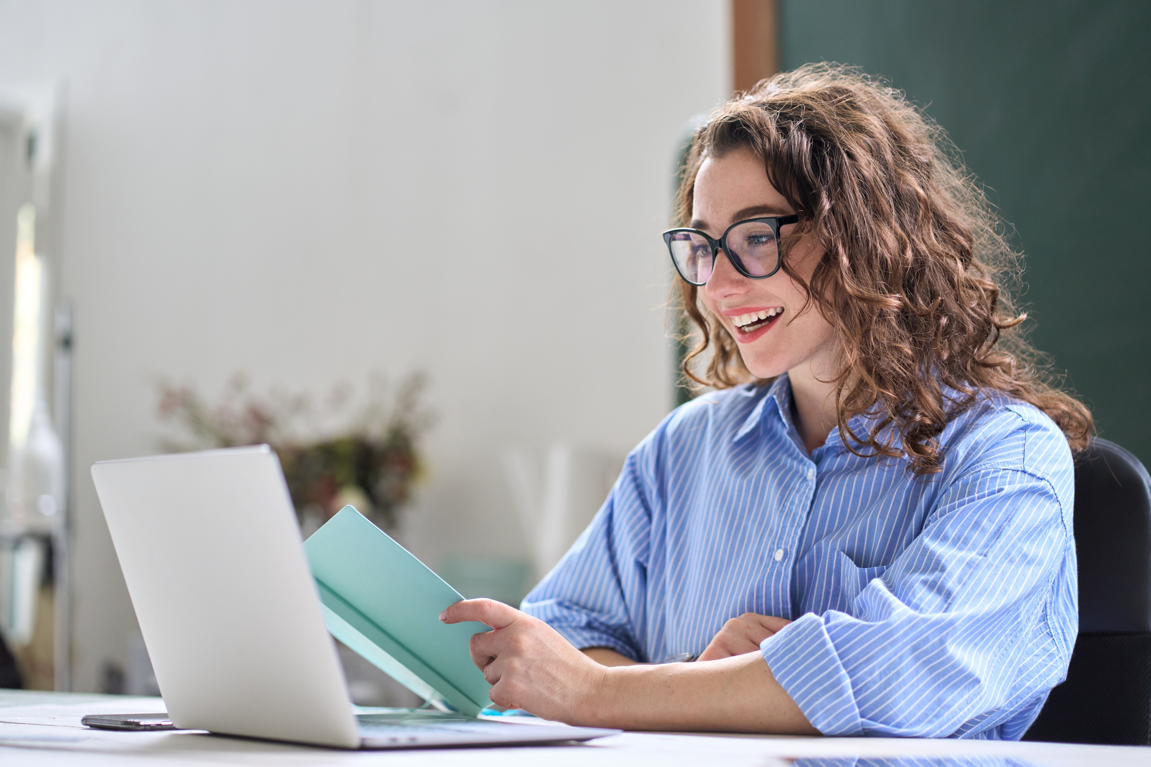 Girl behind her computer
